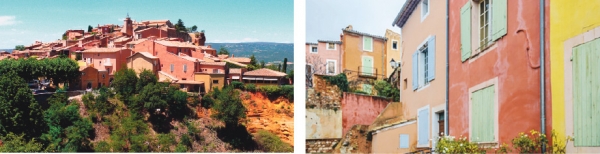 左图：红土城远景（Hawobo/维基百科）；右图：红土城内的彩色建筑（123.RF）