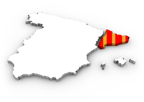 西班牙地图，加泰罗尼亚位于西班牙东北部。（123RF）