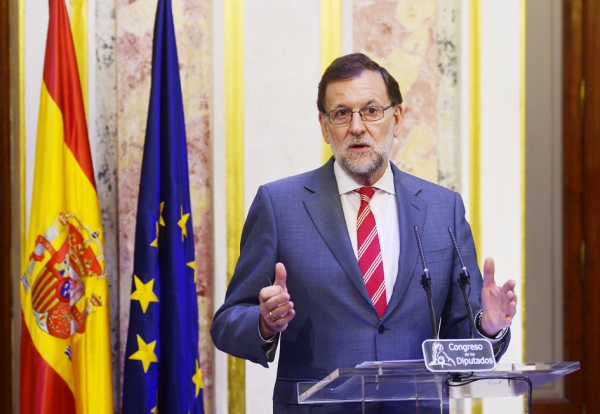 西班牙人民党党魁拉霍伊，赢得了6月26日的第二次首相大选，但由于没有获得众议院绝对多数，与其它党派的谈判又陷入僵局，无法组阁。（AFP/Getty Images