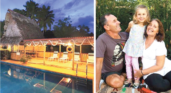 左图：科斯雷岛上的海滨度假胜地，右图：科斯雷岛原主人道格和萨莉•贝兹夫妇以及他们的孙女凯特琳。（网络图片）