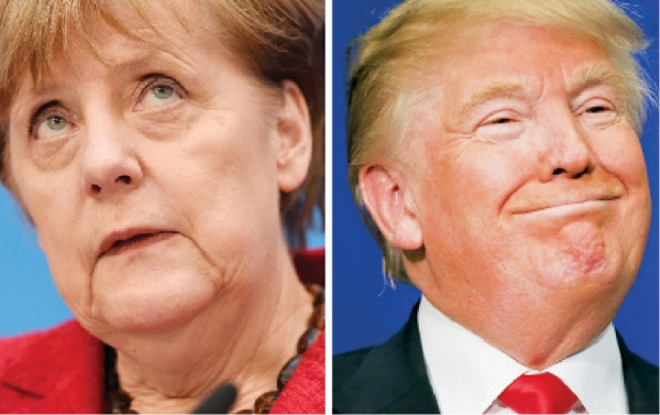 德国总理默克尔（左）和美国新任总统川普（右）（GettyImages）