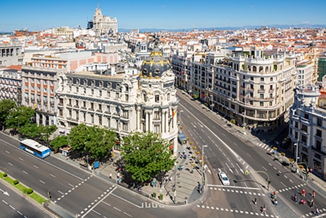 马德里市中心Gran Via地区鸟瞰图（123RF）