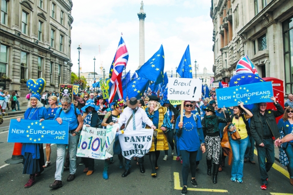 英国伦敦9月9日爆发大规模反脱欧游行。(Jack Taylor/Getty Images)