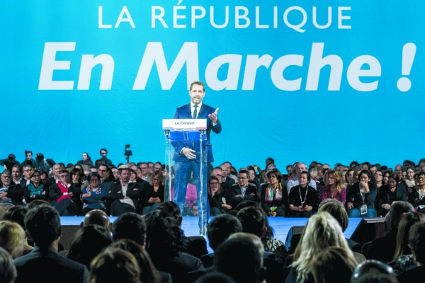 11月18日，卡斯塔纳在里昂召开第一次共和前进党大会。（AFP/Getty Images）
