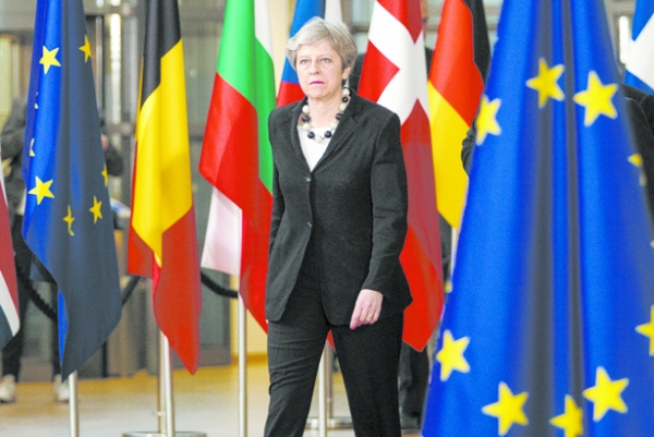 3月23日，英国首相特雷莎•梅参加欧盟领导人峰会，会后欧盟批准了英国脱欧过渡期协议。(AFP/Getty Images)