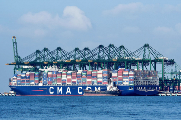由达飞海运集团（CMA-CGM）制造的法国最大集装箱货轮“圣埃克苏佩里号”（AFP/Getty Images）