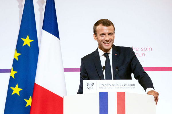 9月18日，法国总统马克龙宣布医疗系统改革方案。（AFP/Getty Images）