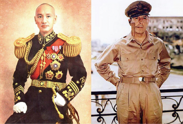 左图：蒋中正（1943年）；右图：麦克阿瑟（1945年）