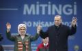 埃尔多安在安卡拉的土耳其总统竞选集会上。（Yavuz Ozden/dia miages/Getty Images）