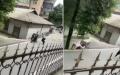 湖南交警暴力执法，将摩托车连人带车推下高坡。（图片来源：视频截图）
