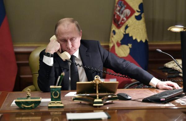 俄罗斯总统普京于圣彼得堡的办公室（AFP/Getty Images）