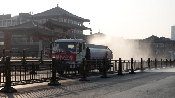 2021年12月31日，西安封城期间街景。（图片来源：STR/AFP VIA GETTY IMAGES）