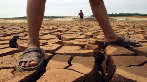 河南干旱的连河水都干涸了。（图片来源：China Photos/Getty Images）