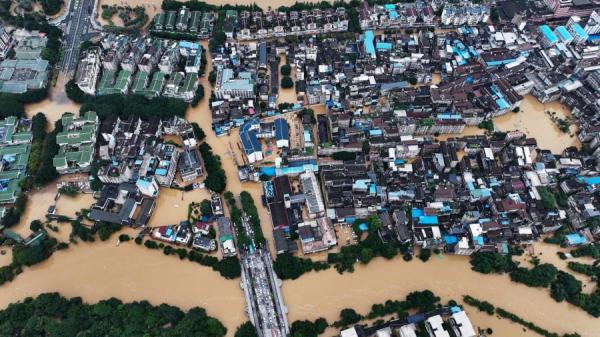 6月20日，广西桂林市被洪水淹没的区域。（图片来源：Getty Images）