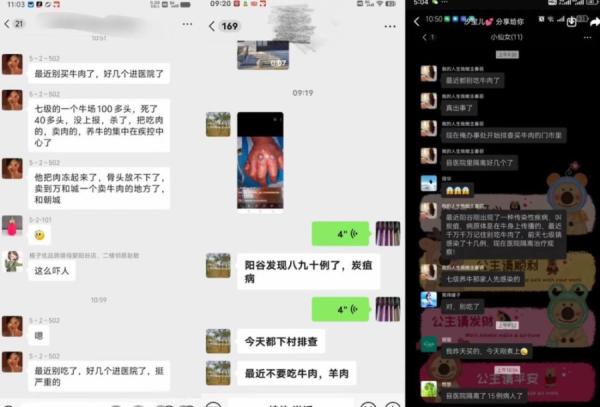 “ 阳谷发现八九十例了，炭疽病 ”。（图片来源：网路截图）