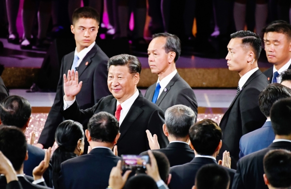 习近平访港，保安极度严密。（Getty Images)