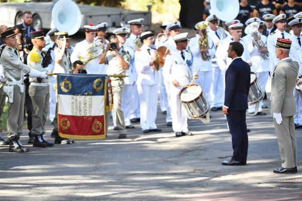 8月15日，法国总统马克龙出席普罗旺斯登陆75周年纪念活动。（Getty Images）