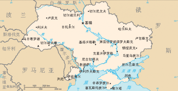 乌克兰地图    （图片来源：维基百科）