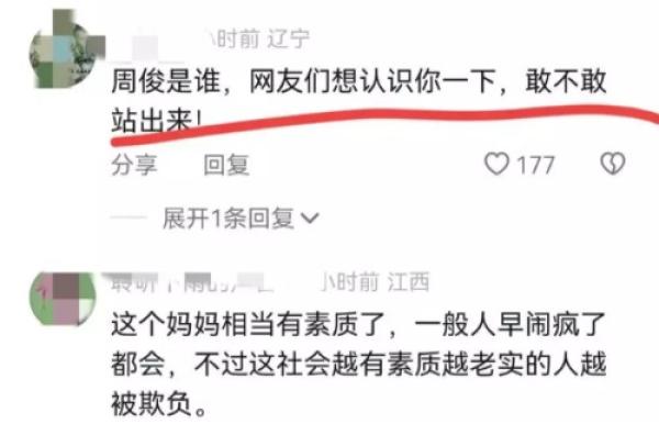 网络社交平台上，中国网友纷纷追问、查询，谁是那个对刚刚失去孩子的妈妈进行威胁施压的周峻。（图片来源：网络截图）